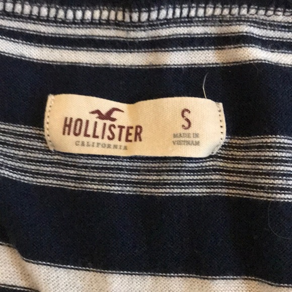 Hollister navy striped long sleeve vneck tee-s - Picture 2 of 2